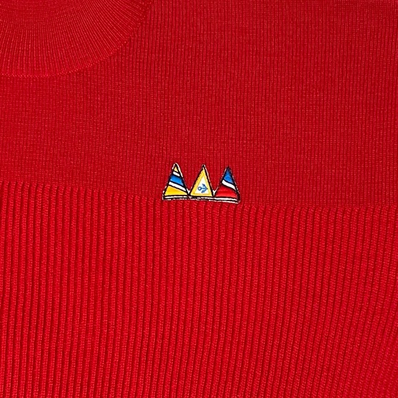 VTG 80’s Rare Navigare Men’s Red Sweater with Grey & White Stripes. XXL - Picture 8 of 8